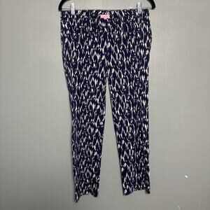 Lilly Pulitzer Women’s Navy White Fish Pattern Capri Pants Cotton Blend Size 6